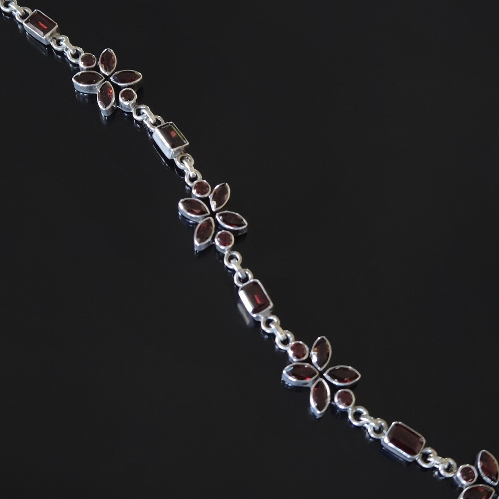 NICKY BUTLER 925 Sterling Silver Designer NB Bracelet Mozambique Garnet 7.25" - Picture 3 of 16